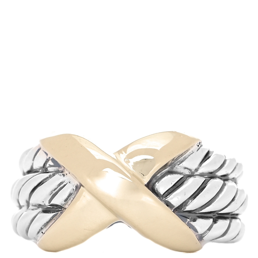 * Price Firm* David Yurman  Sterling Silver 14K Yellow Gold X Triple Row